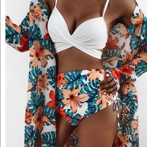 Tropical 3 piece swim set new never used! Super cute colors